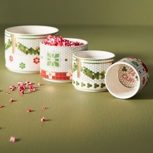 Anthropologie Bistro Tile Festive Measuring Cups - Green and Red
